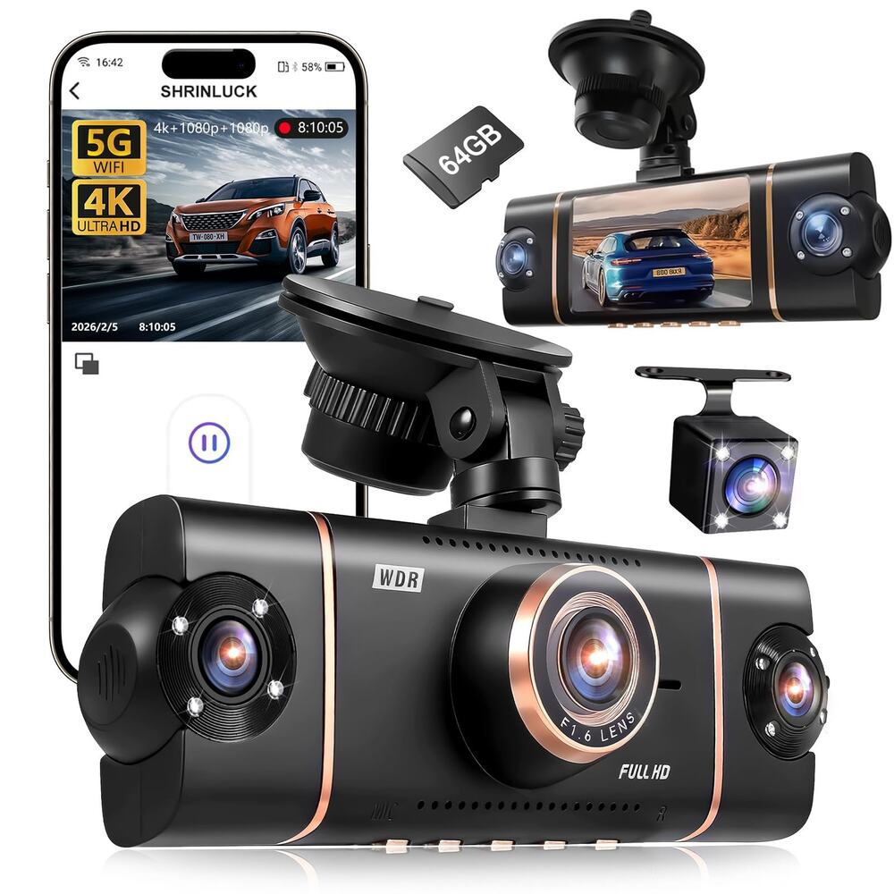 4 Channel Dash Cam 360° View Front Rear Inside & Left Right,4K+1080P*3 (G1-1069)